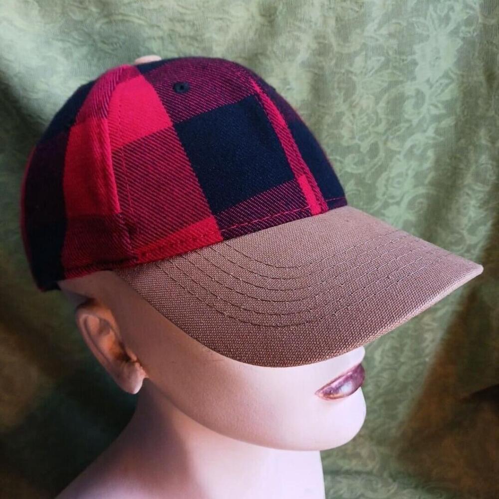No Boundaries Red Buffalo Plaid Snapback Cap One Size